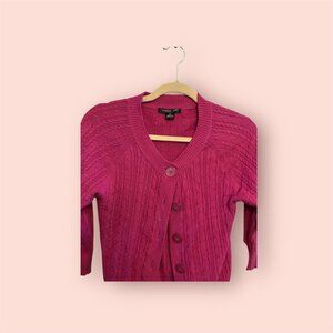 Magenta Cardigan with Big Buttons